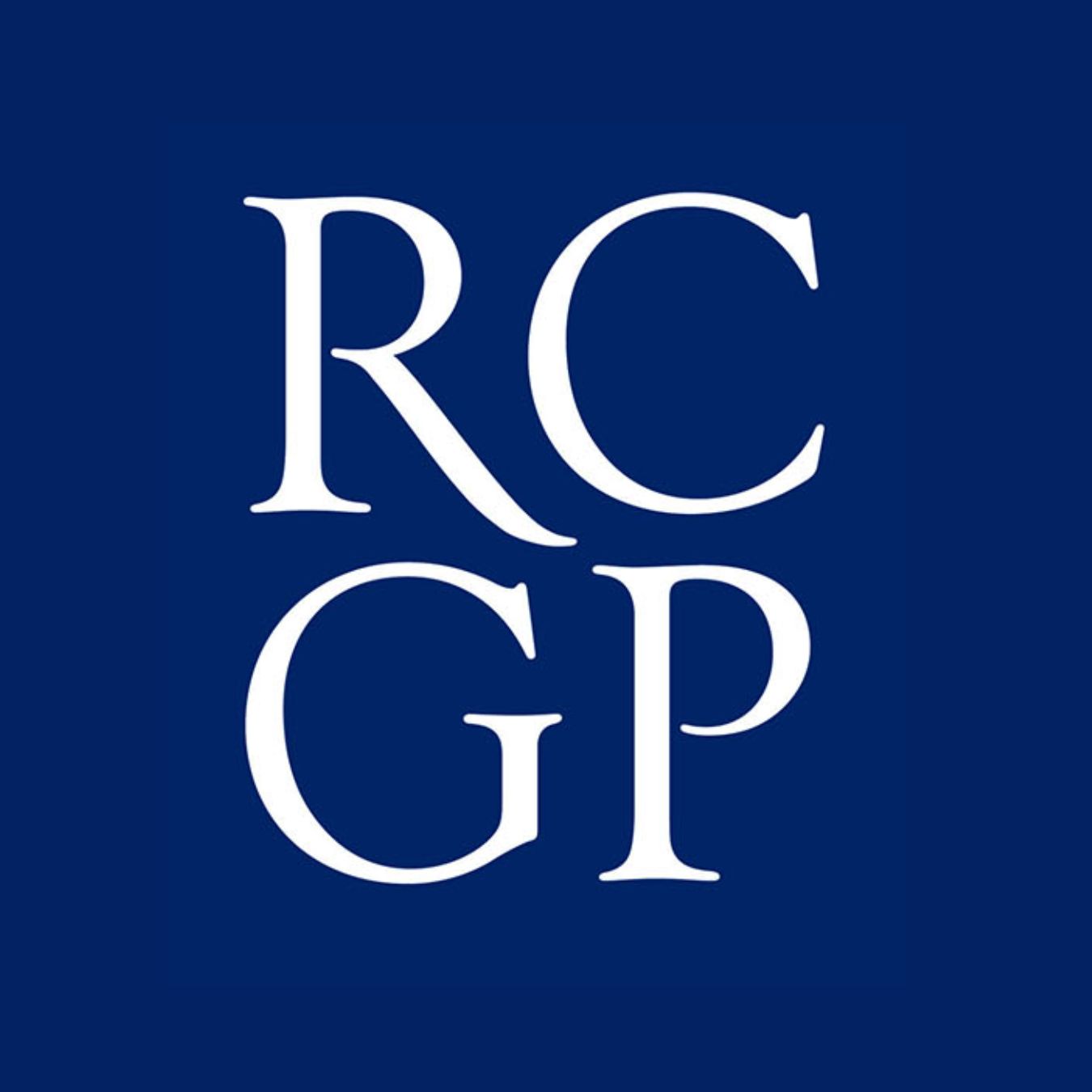 A square, navy RCGP logo with white lettering.