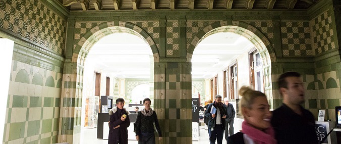 RCGP staff walking through their office building