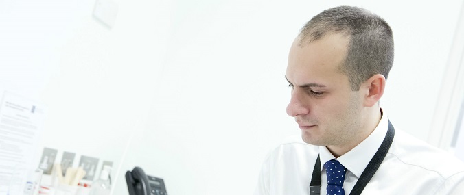 A doctor in a white shirt